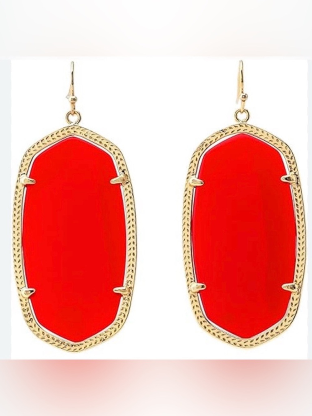 Lot of 2x [Kendra Scott] Danielle Faceted Drop Earrings Red/Gold & Black/Gold - Picture 6 of 15